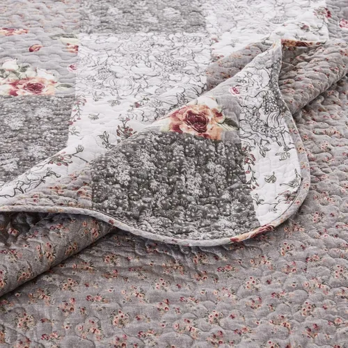 Vista 5 de Barefoot Bungalow GL-1812AMST Giulia - Juego de edredón individual, color gris