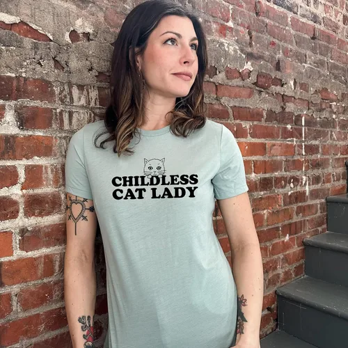 Vista 15 de Cute Women's Screen Printed Crew Neck Tee, Shirts With Sayings, Dusty Blue or Olive