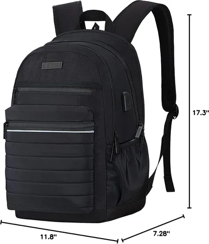 Vista 8 de KEOFID Mochila de viaje antirrobo para hombres y mujeres, moda para mujeres, mochila informal para la universidad, Negro -, X-Grande, Mochila de moda