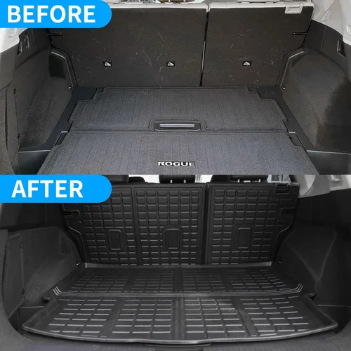 Vista 13 de Bomely Alfombrillas de Piso Compatible con Nissan Rogue 2021-2025 2026 Alfombrilla de Maletero Forro de Carga TPE Para Todo Clima Protector