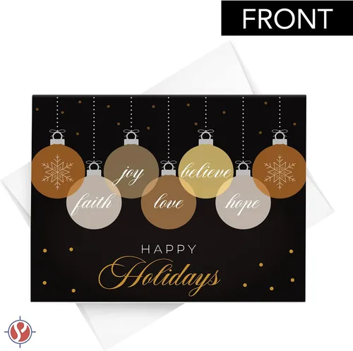 Vista 2 de Tarjetas de felicitación 2026 "Happy Holidays, Love, Faith, Hope, Joy, Believe" - Felicidades de Navidad y Año Nuevo, invitaciones, tarjetas