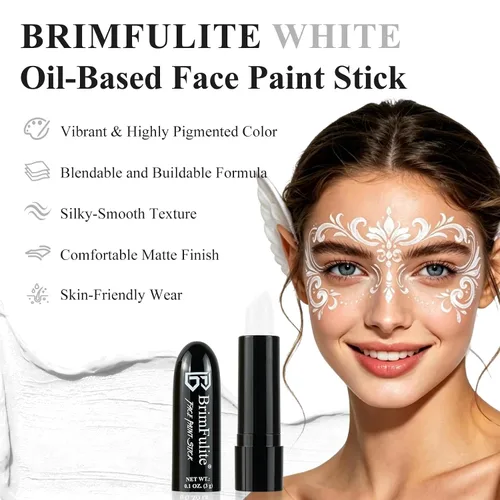 Vista 2 de Pintura facial blanca en barra para Halloween, a base de aceite Blanco