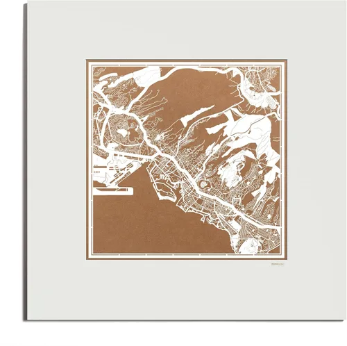 Vista 93 de O3 Design Studio San Diego, CA Paper Cut Map Matted Grey 20x20 in Paper Art