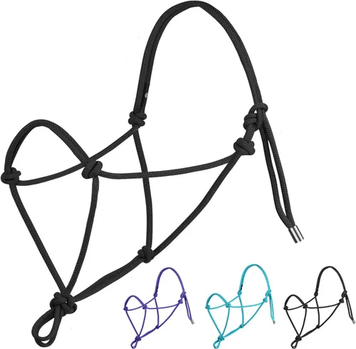 Vista 9 de Harrison Howard Cabestro de cuerda para caballos - Cabestro de entrenamiento súper resistente con 2 nudos de cuerda rígida de 1/4 pulgadas