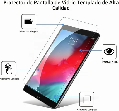 Vista 3 de Paquete de 2 protectores de pantalla para iPad Pro 10.5 Película de vidrio templado transparente resistente a los arañazos compatible con iPad Air
