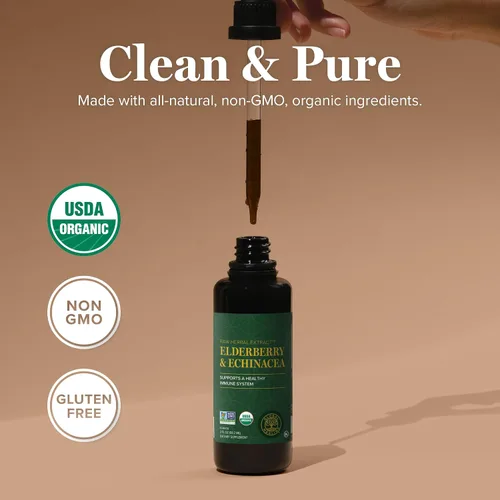 Vista 4 de Global Healing USDA Suplemento líquido orgánico de saúco y equinácea tintura Apoyo inmunológico antioxidante contra organismos nocivos