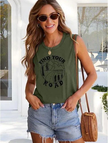 Vista 3 de Camisetas sin mangas para mujer, de verano, informales y holgadas, blusas tipo túnica