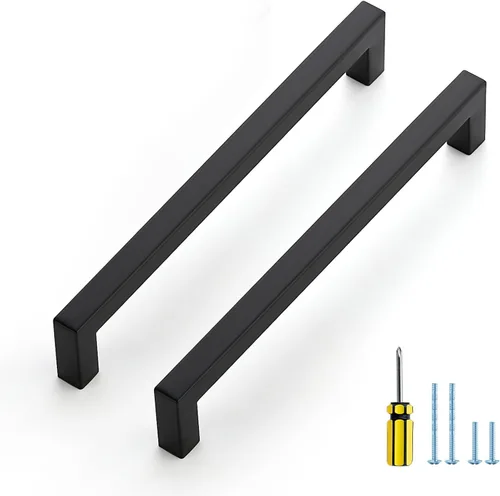 Vista 31 de Ravinte Paquete de 5 tiradores cuadrados de gabinete de 2-1/2 pulgadas, manijas negras para gabinetes de cocina, accesorios de cocina negros mate