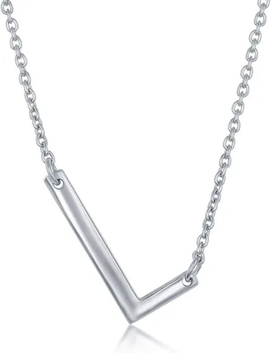 Vista 20 de Dainty Sideways Initial Necklace for Women – Sterling Silver or 14K Gold Plated 20mm Alphabet Letter Pendant