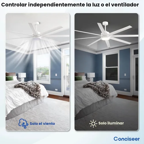 Vista 8 de Ventiladores de techo modernos con luces, ventilador de techo de 72 pulgadas con control remoto para dormitorio, sala de estar, cocina, biblioteca