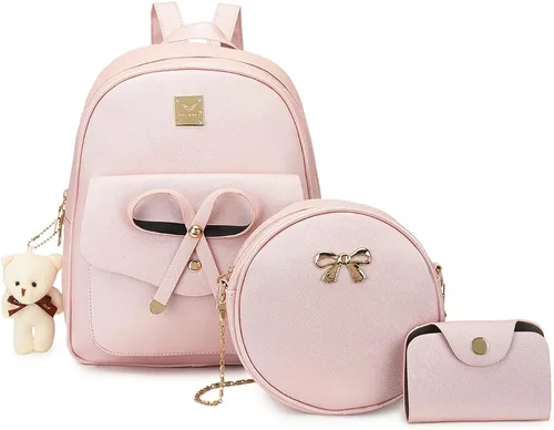 Vista 13 de MACCINELO Linda mochila de cuero para mujer, mochila pequeña con lazo para regalo de niñas, bolsa de hombro para mujer, 3