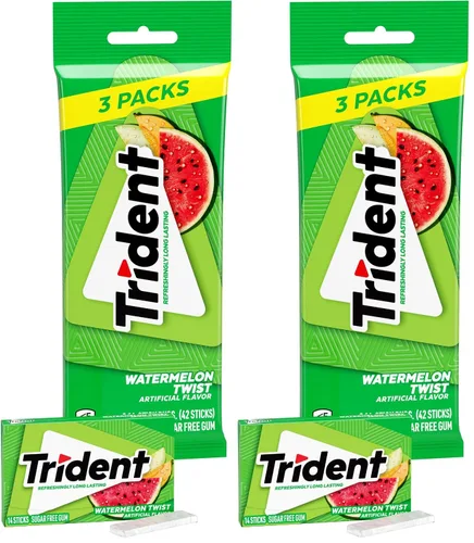 Vista 15 de Trident Goma de mascar de menta verde sin azúcar, 3 paquetes de 14 piezas (42 piezas en total)