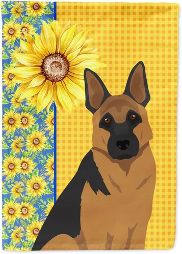Vista 78 de Caroline's Treasures WDK5313GF Bandera de jardín con diseño de girasoles de verano, color negro y tostado, Airedale Terrier para buzón, bandera