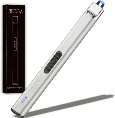 Vista 15 de REIDEA Encendedor eléctrico de regalo para los amantes de las velas, resistente al viento, sin llama, recargable por USB, encendedor retráctil