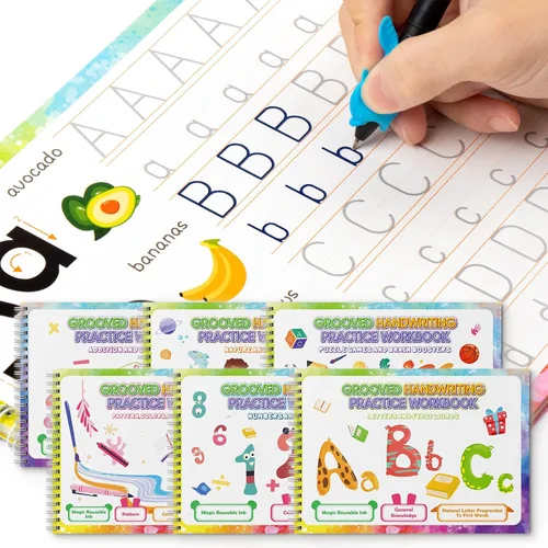 Vista 8 de Cuaderno de práctica mágica, libro de práctica de escritura reutilizable, para caligrafía de niños en edad preescolar de 3 a 8 años