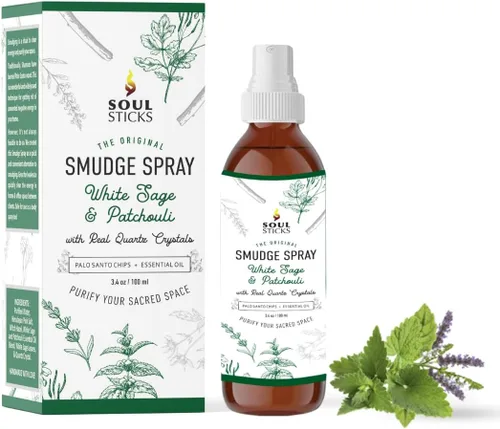 Vista 8 de SOUL STICKS Spray de Palo Santo y Sándalo para Limpieza y Energía Negativa Spray de Palo Santo 3.5oz con Cristales de Cuarzo Reales Spray