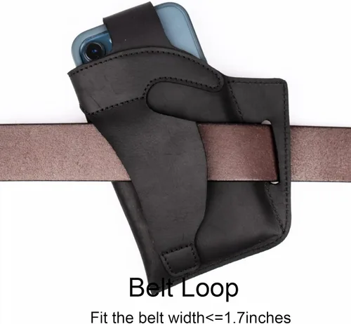 Vista 3 de Topstache Funda de cuero para cinturón, funda de teléfono celular con tapa para iPhone 14, 14 Pro, 13 Pro, 13, 12 Pro, 12, 11, XR, Galaxy S22, S21