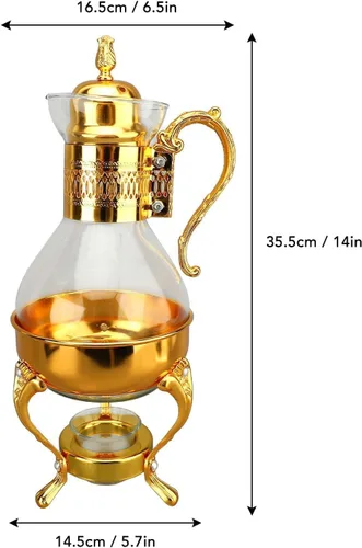 Vista 5 de Juego de cafetera de vidrio, jarra de agua calentable con tapa y taza, estilo vintage, hervidor de té frío y caliente para estufa de oficina