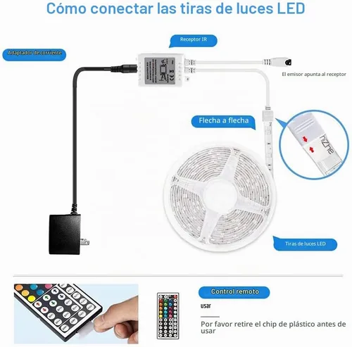 Vista 3 de DAYBETTER Tira de luces LED de 16.4 pies que cambian de color impermeable con control remoto