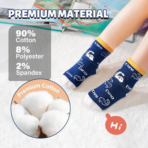 Vista 6 de ANTSANG 12 pares de calcetines de bebé para niñas, niños, niños pequeños con empuñaduras, calcetines de tripulación de algodón