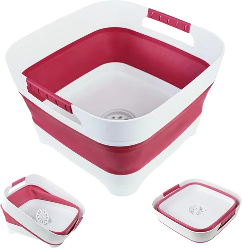 Vista 8 de Lavabo de biberón plegable de 2,6 galones con tapón de drenaje Marrón