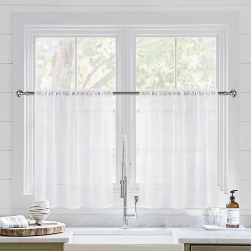 Vista 116 de DWCN Cortinas Transparentes Aqua de Voile Semitransparente con Bolsillo para Barra para Dormitorio y Sala de Estar, 36 x 36 pulgadas de Largo, Juego