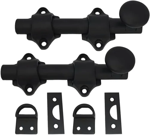 Vista 9 de QCAA Perno de puerta holandés de latón macizo, 12 pulgadas, negro mate, fabricado en Taiwán, 1 paquete