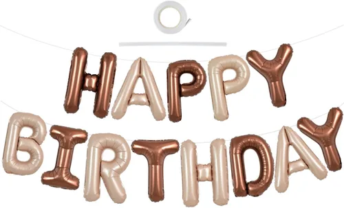 Vista 12 de TONIFUL Pancarta de Globos Negros de Feliz Cumpleaños de 16 Pulgadas con Letras de Papel de Aluminio Mylar, Cartel Banderín Reutilizable