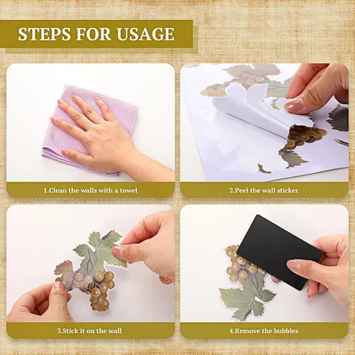 Vista 3 de 8 hojas de calcomanías de pared para botella de vino, calcomanías de pared de frutas de uva, decoración de cocina, calcomanías de cata de vinos