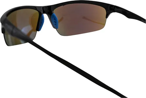 Vista 5 de Shakedown - Gafas de sol envolventes deportivas y de motocicleta para hombres o mujeres, montura sin montura negra con lente de espejo azul