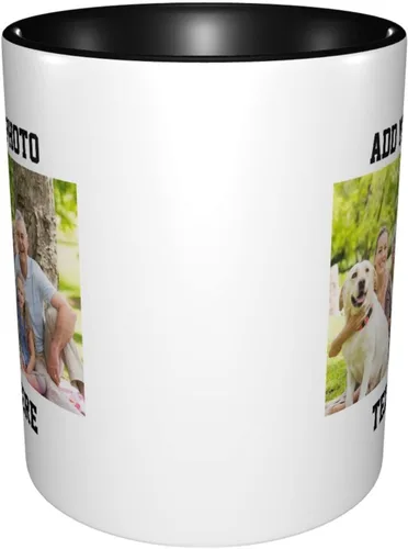 Vista 3 de Tazas de café con foto personalizada, taza personalizada con texto fotográfico, haz tu propia taza, taza de café con acento de cerámica, taza Negro