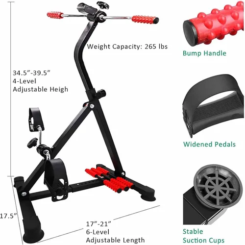 Vista 2 de Bicicleta Ejercitadora de Pedales para Manos, Brazos, Piernas y Rodillas, Pedaleador de Equipo de Fitness Ajustable para Personas Mayores, Ancianos