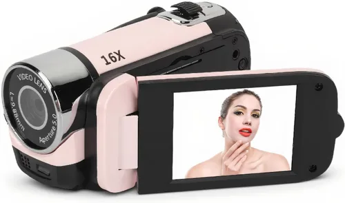 Vista 3 de Cámara Digital de 16MP, Videocámara de 2.4 1080P con Zoom 16X y Pantalla Giratoria con Luz de Relleno, Cámara USB para Vlogging de Video, Viaje Negro