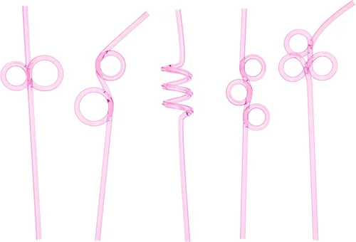 Vista 5 de Fiesta First 10 Pajitas Cortas Locas y Divertidas Premium para Niños Surtidas, Pajitas de Beber en Espiral Retorcidas Giratorias Divertidas