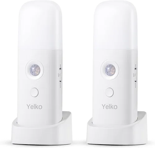 Vista 8 de YELKO Luces Nocturnas con Sensor de Movimiento, Luces Nocturnas Recargables a Pilas, Lámpara de Mesa Regulable con 5 Niveles de Brillo Ajustable