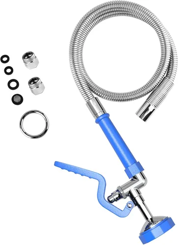 Vista 12 de Pulverizador de fregadero comercial con manguera de acero inoxidable de 45 pulgadas, pulverizador de preenjuague de 1.42 GPM, rociador de platos