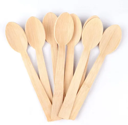 Vista 7 de Utensilios de bambú -100 PK (50 tenedores, 25 cucharas, 25 cuchillos) 6.7 pulgadas, tenedores compostables, cucharas, cuchillos, cubiertos de bambú