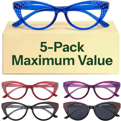 Vista 9 de Eyekepper Reading Glasses Women, Readers for Women, Stylish Cat Eye Design Paquete de 5 unidades.