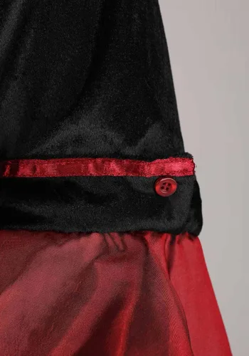 Vista 7 de Exquisito vestido de disfraz de vampiro para mujer, traje de vampiro gótico moderno para adultos, chaleco y cuello medieval, Negro, Rojo, XL