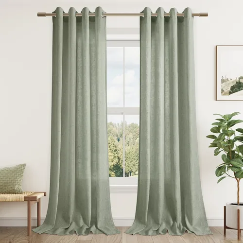 Vista 16 de Cortinas de lino negro para dormitorio y sala de estar de 84 pulgadas de largo, juego de 2 paneles, para habitación de niños, filtro de luz