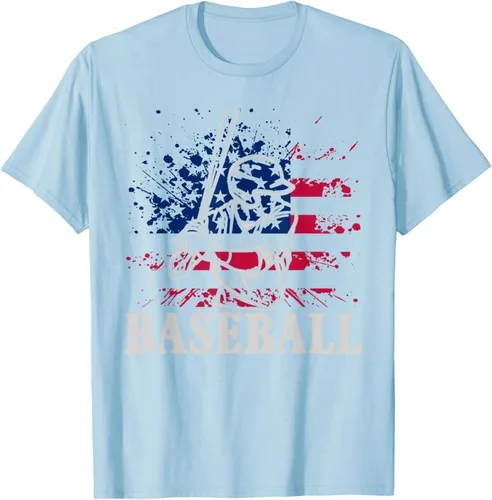 Vista 83 de Camiseta de béisbol deportiva estadounidense con bandera estadounidense, Negro, S