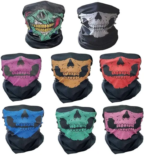 Vista 9 de 8 máscaras faciales de calavera, pasamontañas, fantasma, motociclista, bandana para motocicleta, bufanda mágica, a prueba de polvo, calentador