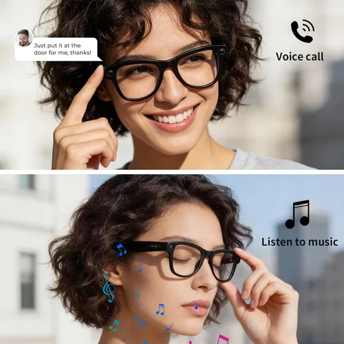 Vista 4 de Lentes inteligentes AI con estabilización de cámara, grabación de video POV de 8 MP, traducción AI en tiempo real, asistente inteligente