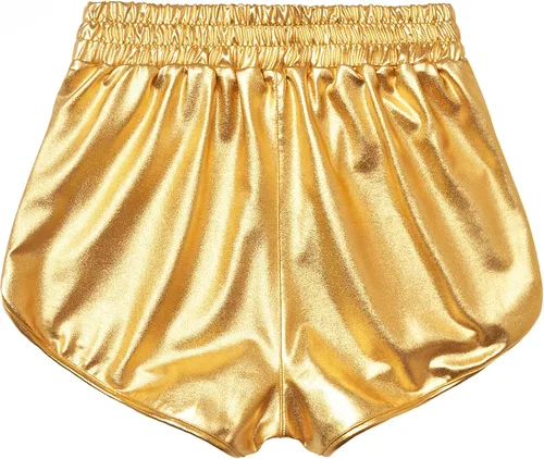 Vista 2 de Perfashion Pantalones cortos metálicos para niñas, pantalones y gafas de sol brillantes para fiestas