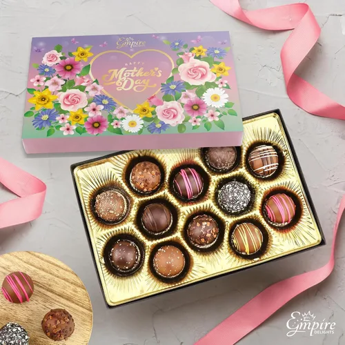 Vista 2 de Caja de regalo de chocolate para el día de la madre, caja de regalo surtida de trufas gourmet, regalos elegantes para el día de la madre para mamá