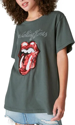 Vista 4 de Lucky Brand Camiseta estilo novio con lentejuelas Rolling Stones para mujer