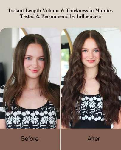 Vista 33 de VINBAO Extensiones de cabello humano con clip, balayage, color marrón ceniza a rubio caramelo, 14 pulgadas, 6 unidades, 3.53 onzas, 6