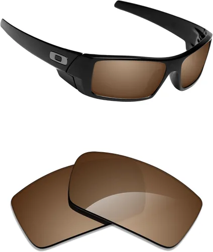 Vista 25 de Alphax Polarized Replacement Lenses for Oakley Gascan OO9014 60mm Sunglasses Glare Reduction Precision Cutting Espejo de oro de 24 quilates