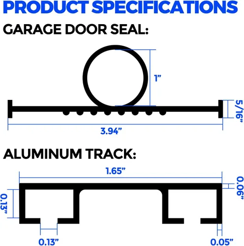 Vista 5 de Holikme Sello para puerta de garaje, kit de retención de riel de aluminio preperforado, fácil de instalar, combinación de anillo en U + O duradero