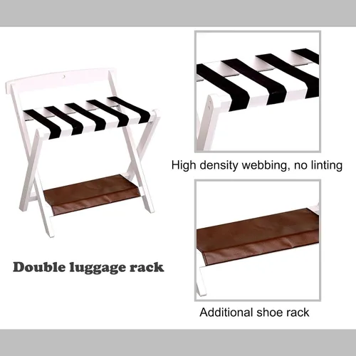 Vista 3 de Luggage Rack Folding Furniture Tray Rack Set of 2 - Portable Backpack Luggage Holder Storage Organizer Unit, Bring Backrest Multifunctional Storage